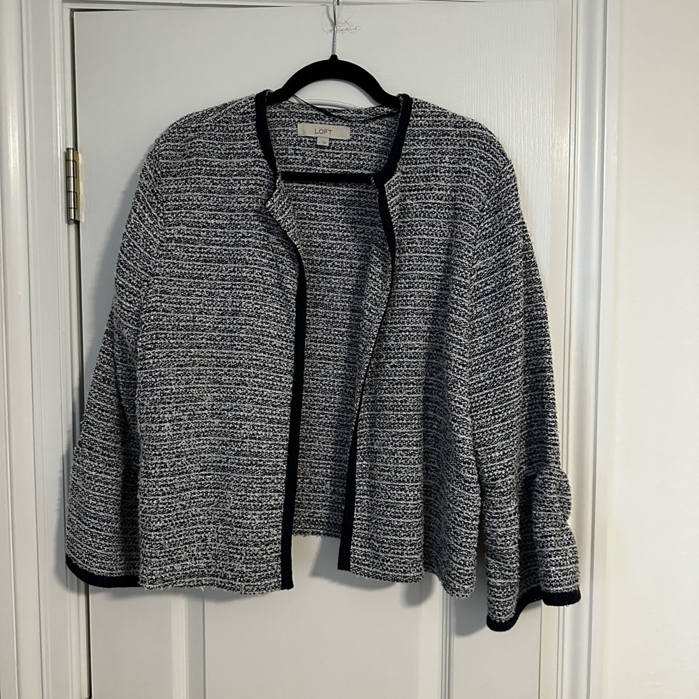 Chic Navy and White Women's Knit Blazer